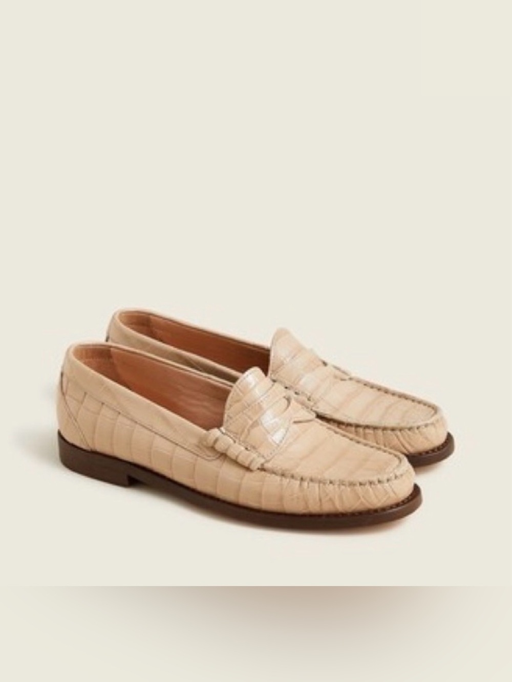 J. Crew Beige Croc-Embossed Women’s Penny Loafers